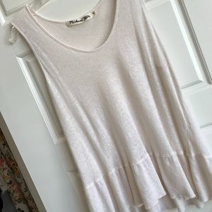 Ivory Off White Michael Stars Ruffle Hem Tank Top